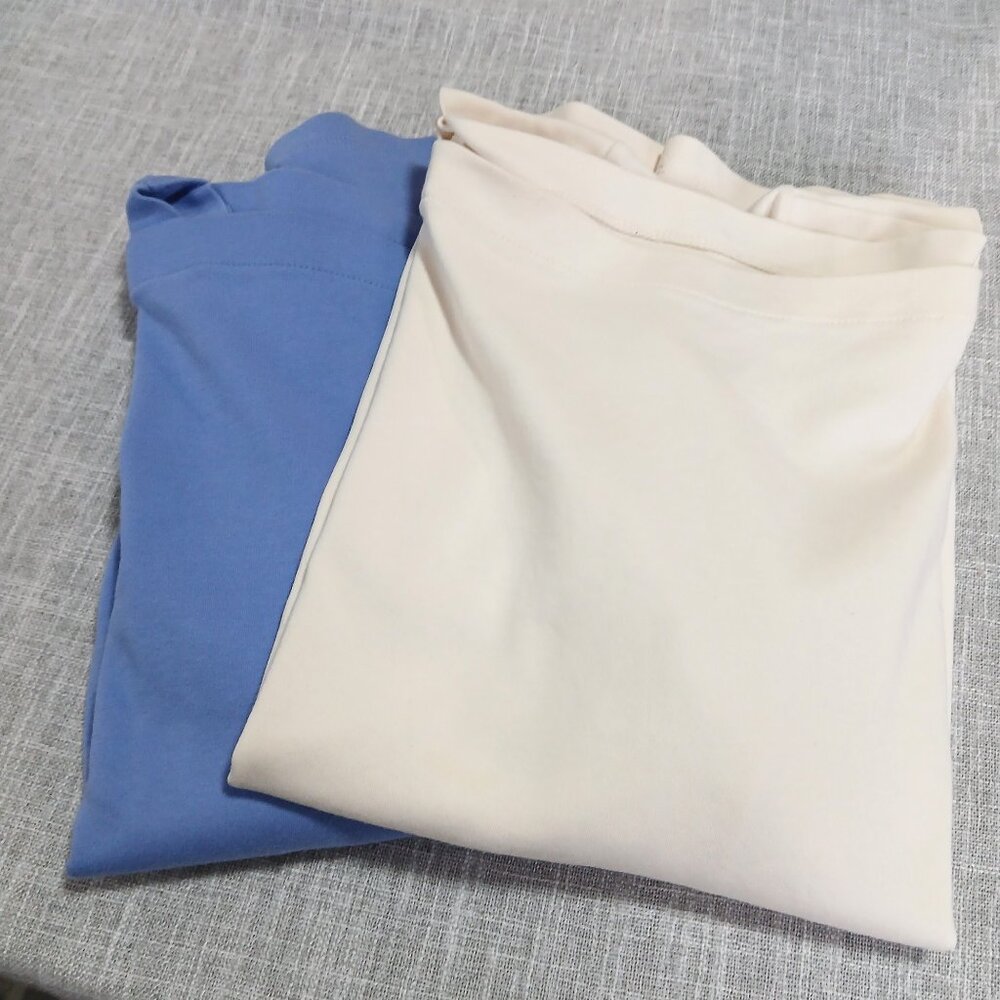 Two L.L. Bean Square Neck 100% Cotton Tee Shirt Size Large